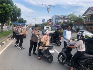 Sat Lantas Polres Kuansing Gelar Patroli Sore dan Pengaturan Lalin di Pasar Ramadhan
