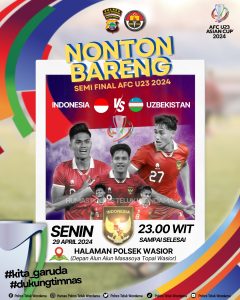 Semi Final AFC U23 Indonesia vs Uzbekistan, Polres Teluk Wondama Akan Gelar Nobar