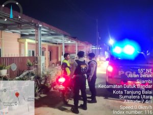 Sat Samapta Polres Tanjung Balai Patroli Malam Hingga Pagi Hari Ciptakan Kondusifitas di Seluruh Kota Tanjung Balai