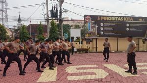 Personel Dalmas Polres Tanjung Balai Laksanakan Latihan Tingkatkan Kemampuan