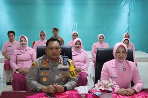 Kapolres Rembang Dampingi Ketua Bhayangkari Cabang Rmebang Ikuti Vicon Peresmian Gedung Kemala Pusat
