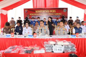 Kapolda Kalteng Pimpin Konferensi Pers, Hasil Pengungkapan 33,8 KG Narkoba di Wilayah Lamandau
