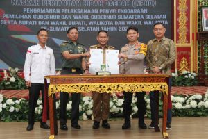 TNI Dan Polri Dapat Dana Hibah Pengamanan Pelaksanaan Penyelenggaraan Pilkada Tahun 2024, Pj. Bupati Empat Lawang Menandatangani Naskah Perjanjian Hibah Daerah (NPHD)