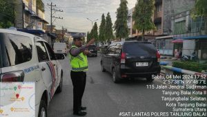 Sat Lantas Polres Tanjung Balai Melaksanakan Patroli Sore, Ciptakan Kamseltibcar lantas yang Kondusif