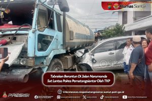 Tabrakan Beruntun Di Jalan Narumonda Sat Lantas Polres Pematangsiantar Olah TKP