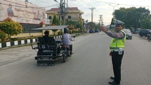 Sat Lantas Polres Tanjung Balai Urai Arus Lalulintas di Sore Hari