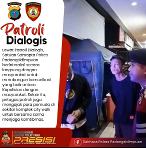 Satuan Samapta Polres Padangsidimpuan Bangun Komunikasi dan Ajak Pemuda Jaga Kamtibmas Lewat Patroli Dialogis