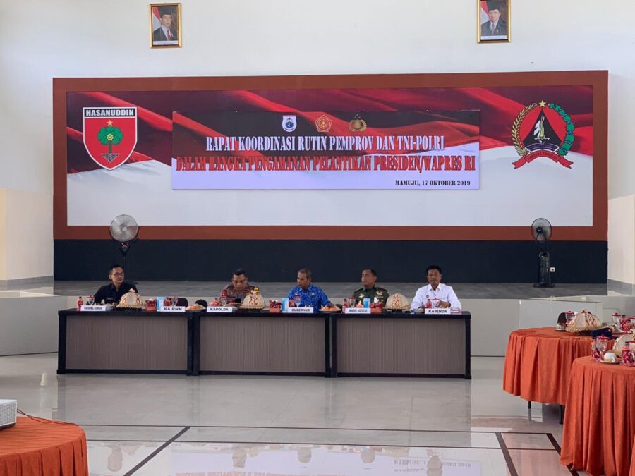 Rapat Rutin TNI – Polri Dan Pemda, Kapolda Sulbar Siap Jamin Kemanan Hingga Pelantikan Presiden.