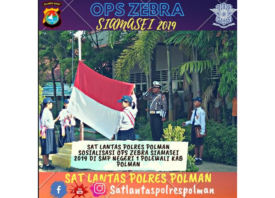 Sat Lantas Res Polman Sosialisasi Pelaksanaan Ops Zebra Siamasei 2019 di SMP Negeri 1 Polewali Kab. Polman.